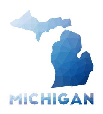 Michigan Geometrik haritasının düşük poli haritası ABD eyaleti Michigan çokgen haritası