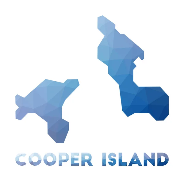 クーパー島の低ポリ地図クーパー島の幾何学的イラスト｜多角形の地図 — ストックベクタ