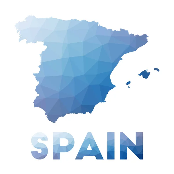 Low poly map of Spain Ilustración geométrica del país Spain polygonal map Tecnología — Vector de stock