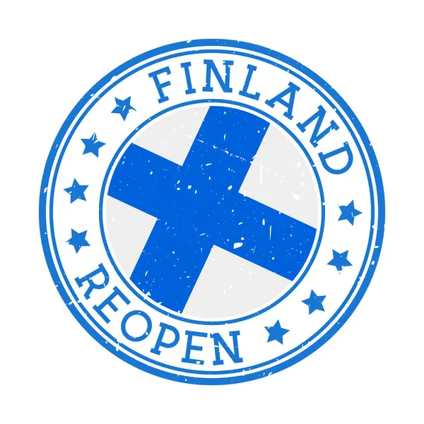 Finland Reopening Stamp Round badge of country with flag of Finland Reopening after lockdown — Stock Vector