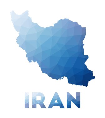 İran 'ın çokgen harita teknolojisinin düşük polimerli haritası.