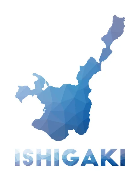 Ishigaki adasının düşük poli haritası Ishigaki çokgen harita teknolojisi. — Stok Vektör