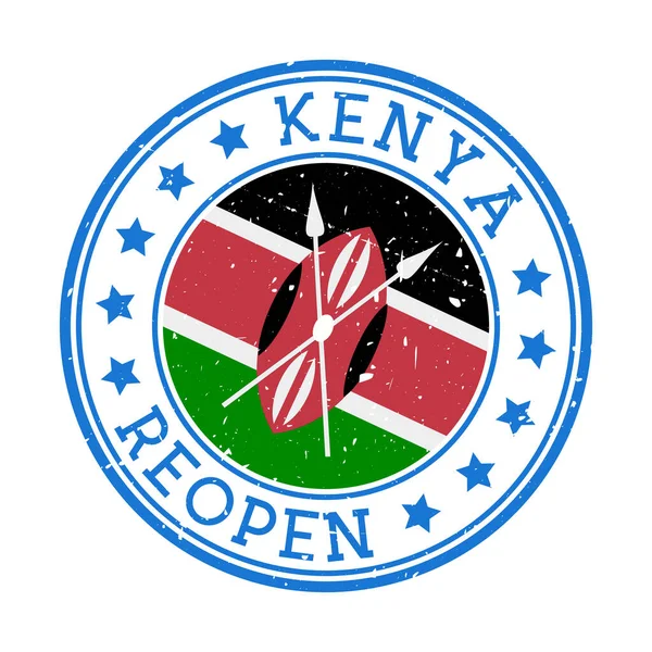 정지 신호 이후 재개되는 케냐의 국기와 함께 케냐의 스트롭 라운드 배지 재개 — 스톡 벡터