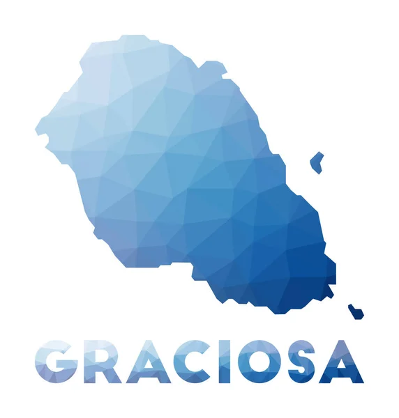 Nízká poly mapa Graciosy Geometrická ilustrace ostrova Graciosa polygonální mapa Technologie — Stockový vektor