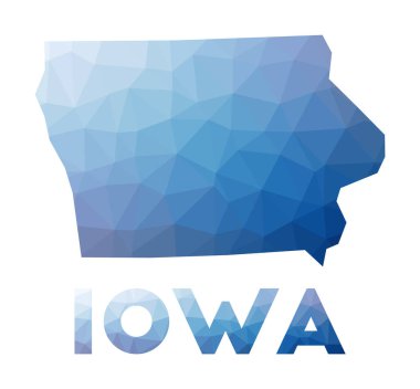 Iowa Geometrik çiziminin düşük poli haritası Iowa çokgen harita teknolojisi