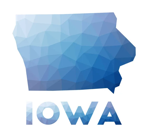 Mappa poligonale bassa dell'Iowa Illustrazione geometrica della mappa poligonale dello stato americano dell'Iowa Tecnologia — Vettoriale Stock