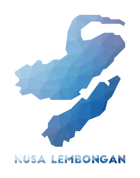 Низкая карта Нуса-Лембонган Геометрическая иллюстрация острова Нуса-Лембонган — стоковый вектор