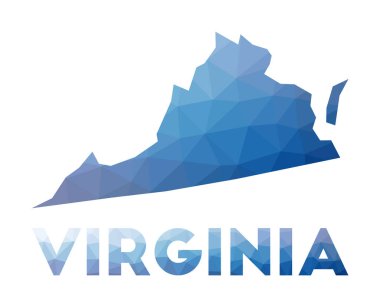 Virginia Geometrik çiziminin düşük poli haritası ABD Virginia çokgen haritası