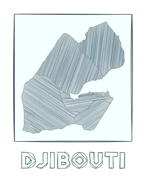 Cibuti Gri Ölçek 'inin çizim haritası ülkenin el haritası hachure ile doldurulmuş bölgeler