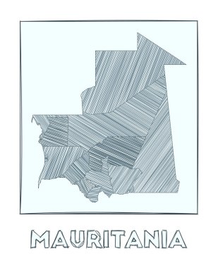 Moritanya 'nın kroki haritası ülkenin el çizimi haritası haşhaş dolu bölgeler