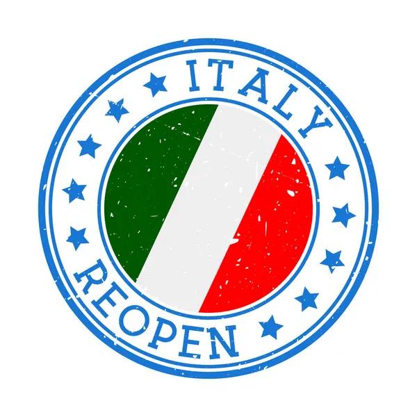 Italië Heropening Stempel Ronde badge van land met vlag van Italië Heropening na lockdown teken — Stockvector