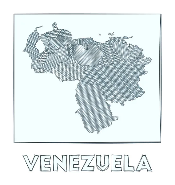 委内瑞拉灰度手工绘制的带hachure的国家填充区分布图 — 图库矢量图片