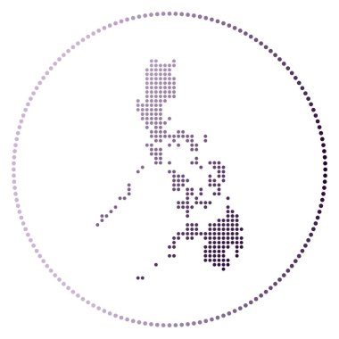 Filipinler dijital rozeti. Filipinler 'in stil haritası. Ülkenin çember teknikleri ikonu.