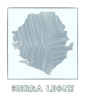 Sierra Leone Gri Tonlama 'nın çizim haritası ülkenin el haritası hachure ile doldurulmuş bölgeler