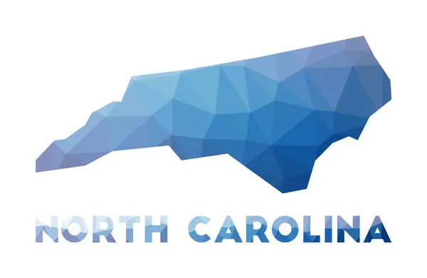 Low-Poly-Karte von North Carolina Geometrische Darstellung des US-Bundesstaates North Carolina polygonal — Stockvektor