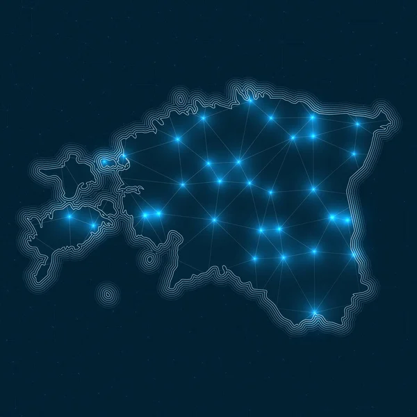 Estland netwerkkaart Samenvatting geometrische kaart van het land Digitale verbindingen en — Stockvector