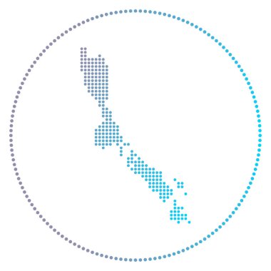 Losinj dijital rozeti, adanın daire şeklindeki teknik simgesiyle Losinj 'in benekli stil haritası.