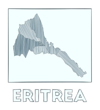 Eritre Gri Ölçek 'in çizim haritası ülkenin el haritası hachure çizgileriyle dolu bölgeler
