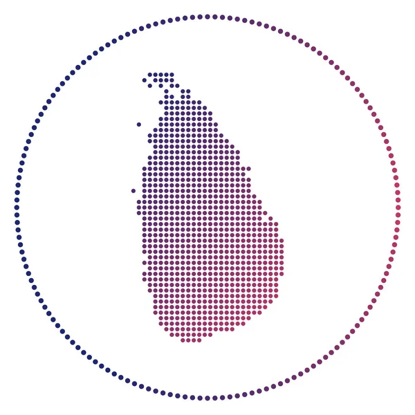 Insignia digital de Sri Lanka Mapa de estilo punteado de Sri Lanka en círculo Icono de tecnología del país con — Vector de stock