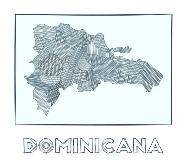Dominicana Gri Ölçek 'in çizim haritası ülkenin el haritası hachure ile doldurulmuş bölgeler