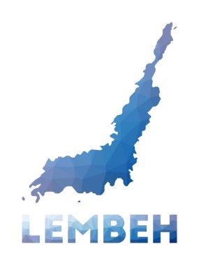 Lembeh adasının düşük poli haritası. Lembeh çokgen harita teknolojisi.