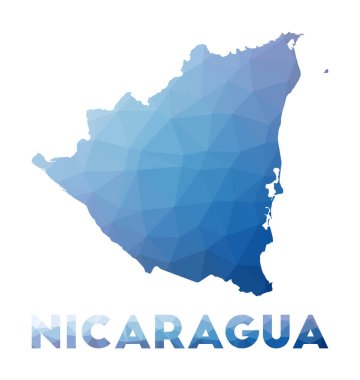 Nikaragua coğrafi haritasının düşük poli haritası Nikaragua çokgen haritası