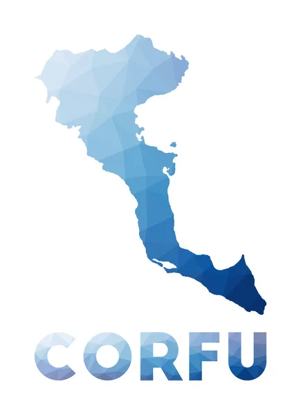 Korfu Geometrik adasının düşük poli haritası Korfu çokgen harita teknolojisi — Stok Vektör