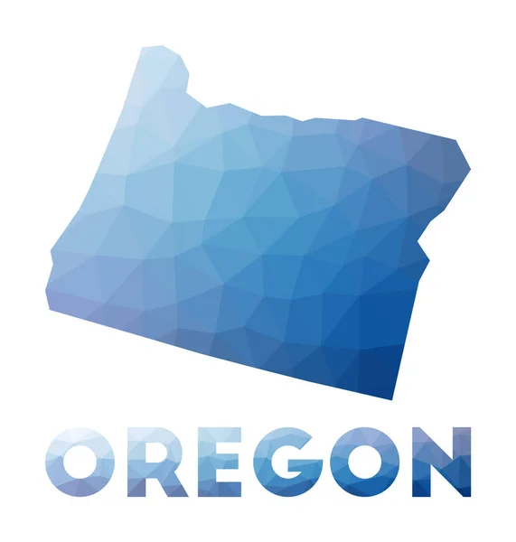 ( 영어 ) Low poly map of Oregon Geometric illustration of the us state Oregon polygallen map Technology — 스톡 벡터