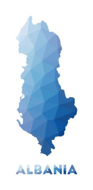 Arnavutluk 'un düşük poli haritası Geometrik çizimi Arnavutluk çokgen harita teknolojisi