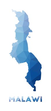 Ülke Malavi çokgen harita teknolojisinin düşük poli haritası Malawi Geometrik çizimi