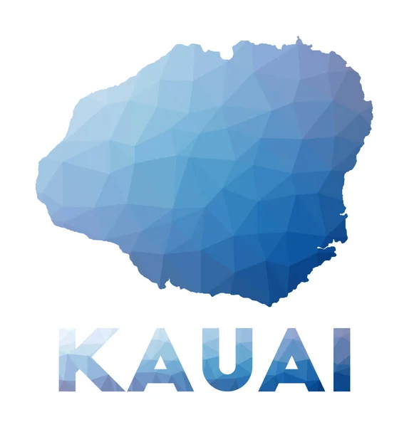 Mapa poligonal bajo de Kauai Ilustración geométrica de la isla Mapa poligonal de Kauai Tecnología — Vector de stock