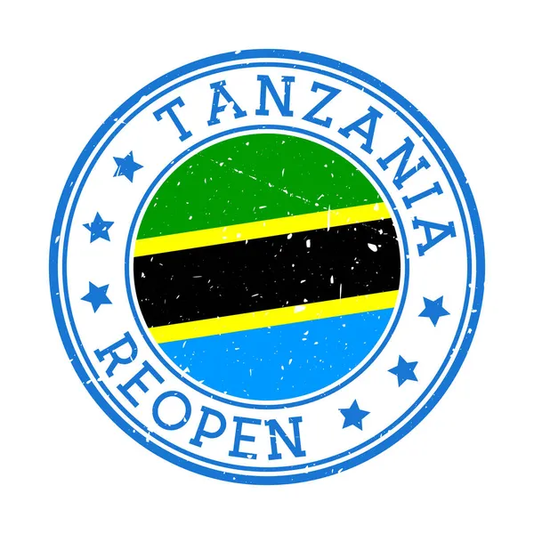 탄자니아 가폐쇄 된 후 다시 문을 열고 탄자니아 국기를 게양하다 — 스톡 벡터