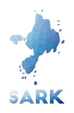 Sark Geometric adasının düşük poli haritası Sark çokgen harita teknolojisi