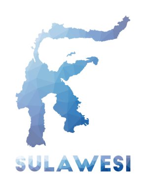 Sulawesi Adası çokgen harita teknolojisinin düşük poli haritası Geometrik çizimi