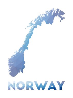 Norveç çokgen harita teknolojisi Norveç Geometrik illüstrasyonunun düşük poli haritası