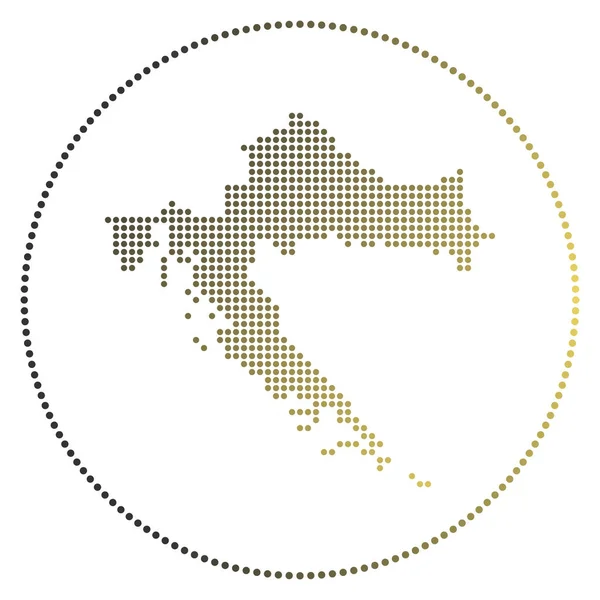Ψηφιακό σήμα της Κροατίας Χαρτογραφημένος χάρτης στυλ της Κροατίας σε κύκλο Εικόνα τεχνολογίας της χώρας με — Διανυσματικό Αρχείο