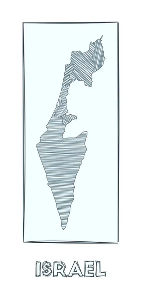 Sketch map of Israel Grayscale hand drawn map of the country Filled regions with hachure stripes — 스톡 벡터