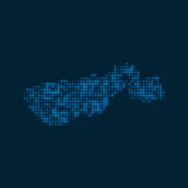 Madre de Dios Island dotted glowing map Shape of the island with blue bright bulbs Vector