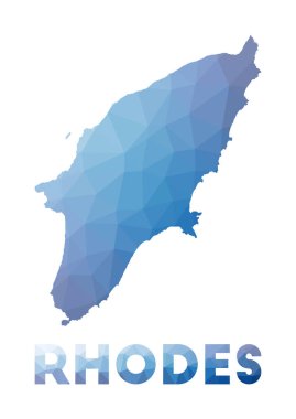 Low poly map of Rhodes Geometric illustration of the island Rhodes polygonal map Technology