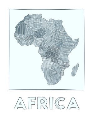 Afrika 'nın kroki haritası kıtanın el haritası. Haşhaş dolu bölgeler.