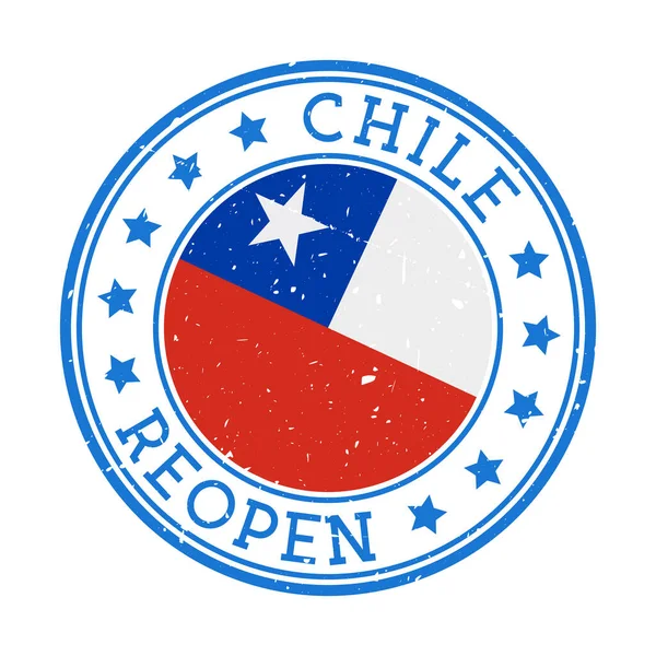 칠레, 봉쇄 이후 재개되는 칠레의 깃발 과 라운드 배지로 재개 — 스톡 벡터