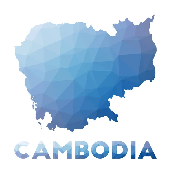 Low poly map of Cambodia Geometric illustration of the country Cambodia polygonal map Technology — Image vectorielle