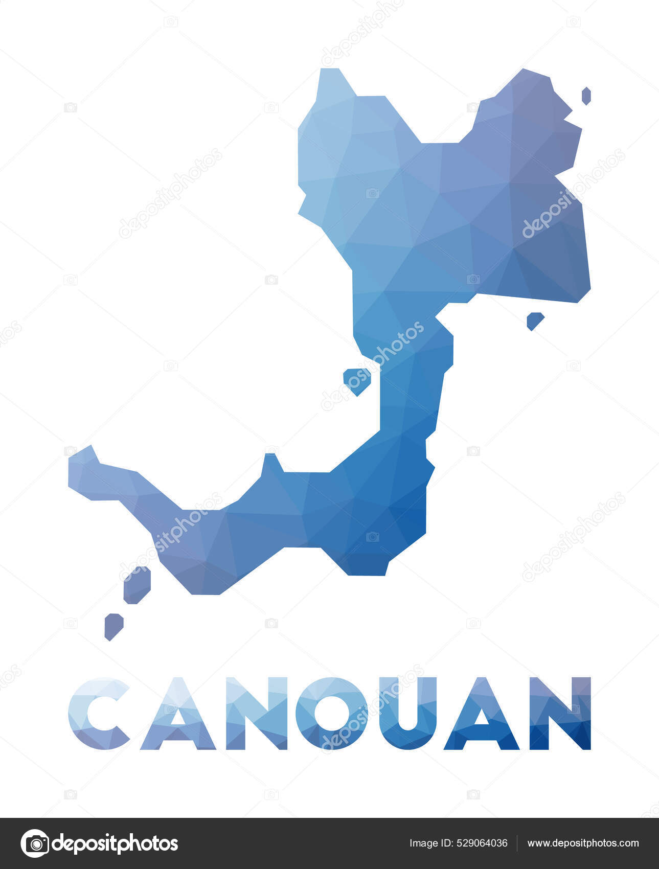 Low poly map of Canouan Geometric illustration of the island Canouan