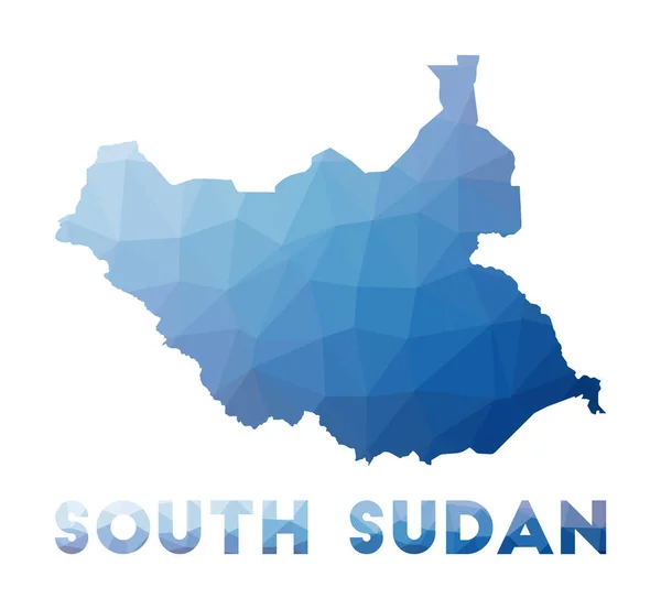 Low poly map of South Sudan Geometric illustration of the country South Sudan polygonal map — Stock vektor