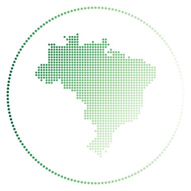 Brazil digital badge Dotted style map of Brazil in circle Tech icon of the country with gradiented