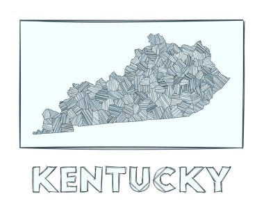 Kentucky Grayscale 'in eskiz haritası ABD devletinin el haritası Haşhaş dolu bölgeler