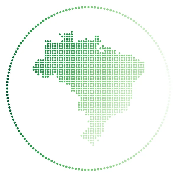 Brazil digital badge Dotted style map of Brazil in circle Tech icon of the country with gradiented — Vector de stock