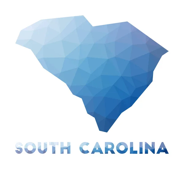 Low Poly Karte von South Carolina Geometrische Darstellung des US-Bundesstaates South Carolina polygonal — Stockvektor
