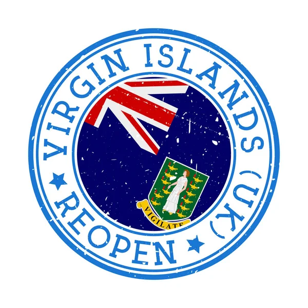 Virgin Islands UK Reopening Stamp Round badge of country with flag of Virgin Islands UK — Archivo Imágenes Vectoriales