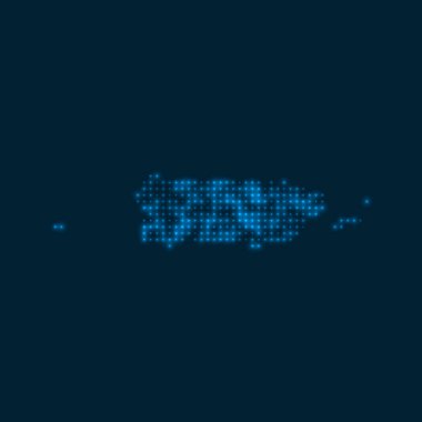 Puerto Rico dotted glowing map Shape of the country with blue bright bulbs Vector illustration